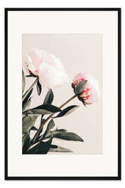 Gerahmter Kunstdruck Pfingstrosen auf Beige