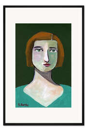 Gerahmter Kunstdruck Dame in Grün