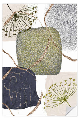 Wall sticker Flowers on Green-Grey I