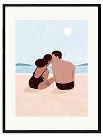 Ingelijste kunstdruk The First Kiss