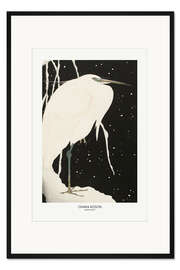 Gerahmter Kunstdruck Reiher im Schnee