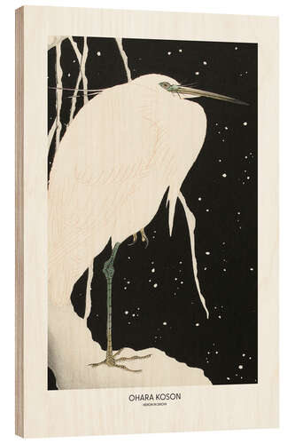 Wood print Heron In Snow