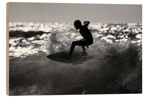 Trätavla Surfing in the Sunset