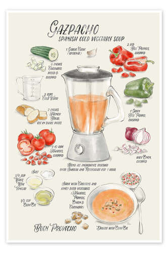 Poster Gazpacho Rezept (englisch)