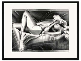 Gerahmter Kunstdruck Neo Deco, weiblicher Akt