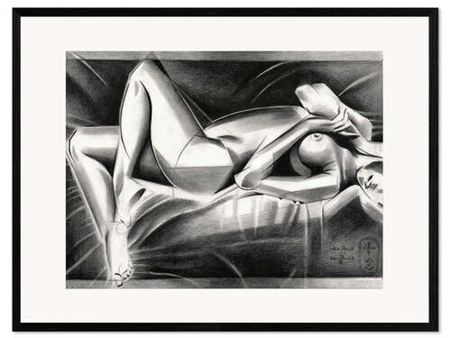 Gerahmter Kunstdruck Neo Deco, weiblicher Akt