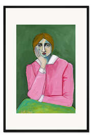 Gerahmter Kunstdruck Vintage Lady in Pink