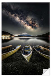 Selvklæbende plakat Milky Way over the Fuji