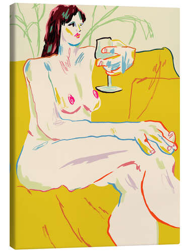 Canvas print Girl With A Wineglass