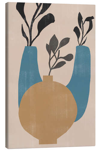 Canvas print Vases in Beige and Blue