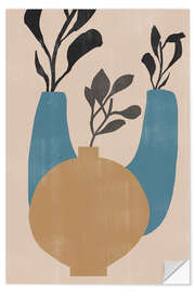 Selvklebende plakat Vases in Beige and Blue