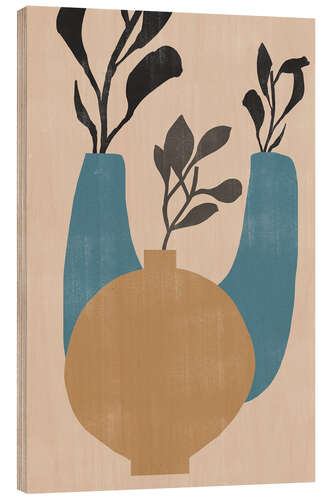 Wood print Vases in Beige and Blue