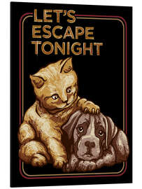 Tableau en aluminium Cat &amp; Dog - Let's Escape Tonight