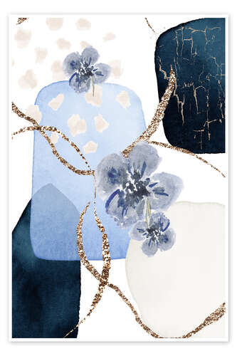 Poster Floral Blue I