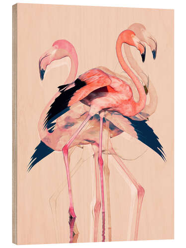 Cuadro de madera Flamingos II