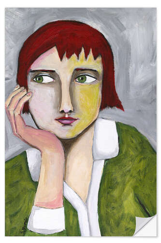 Selvklæbende plakat Thinking Lady
