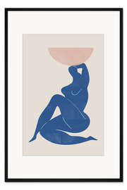 Gerahmter Kunstdruck Vase und Frau