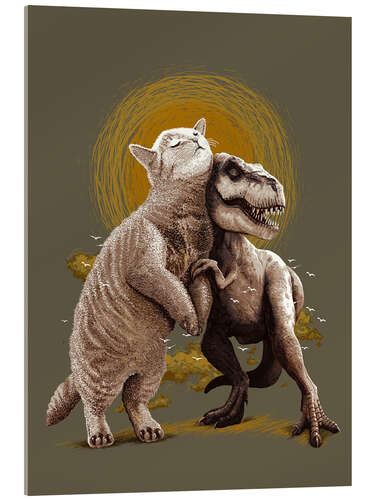 Akrylbillede Cat and T-Rex