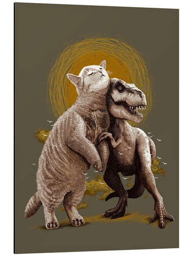 Obraz na aluminium Cat and T-Rex