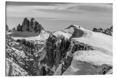 Tableau en aluminium Climber on the mountain top