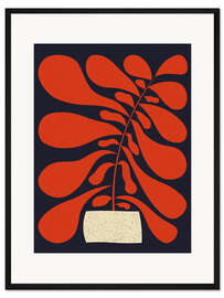 Gerahmter Kunstdruck Pflanze in Rot