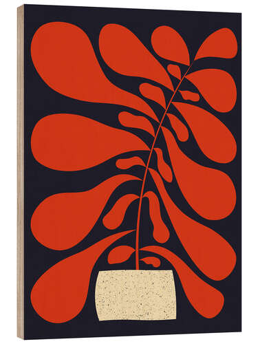 Wood print Plant in Red