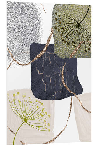 Stampa su PVC Flowers on Green-Grey II