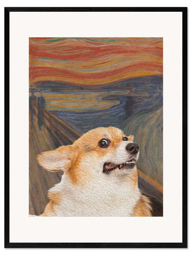 Framed art print The Scream - Corgi