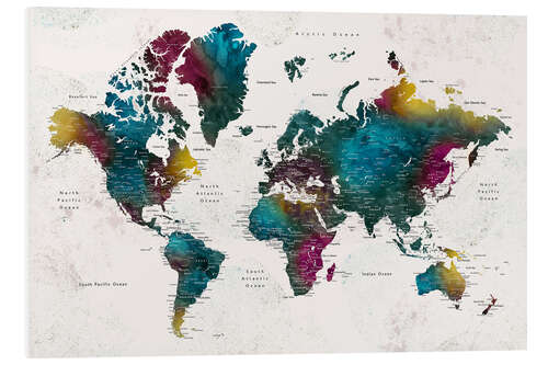 Foam board print World Map With Cities