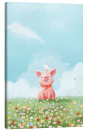 Lærredsbillede  Cute Pig in the Meadow