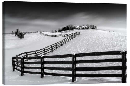 Quadro em tela Winter Landscape With Fence