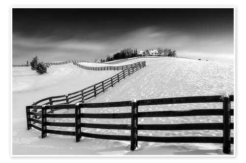 Poster Winter Landscape With Fence