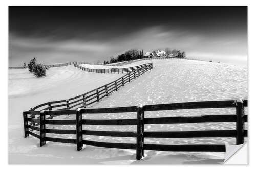 Wandsticker Winterlandschaft mit Zaun