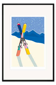 Gerahmter Kunstdruck Winterzeit - Skizeit