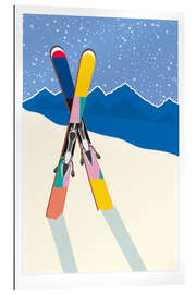 Tableau en plexi-alu Wintertime - Skiing Time