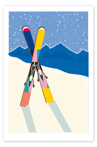 Poster Wintertime - Skiing Time