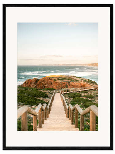 Gerahmter Kunstdruck Spaziergang an der Algarve