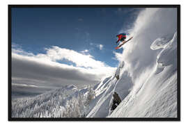 Gerahmter Kunstdruck Skifahrer im Sprung