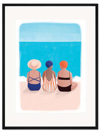 Gerahmter Kunstdruck Drei Damen am Strand