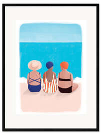 Gerahmter Kunstdruck Drei Damen am Strand