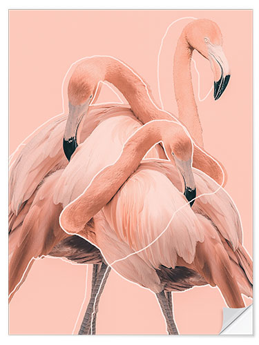 Selvklebende plakat Flamingos I