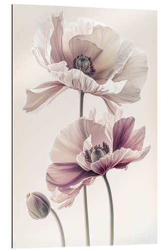 Gallery print Delicate Poppy Blossoms on Beige