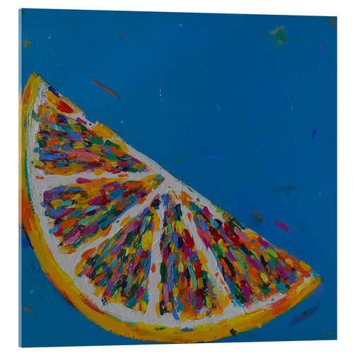 Acrylic print Lemon Slice on Blue