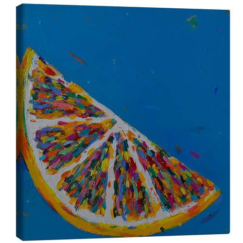 Canvas print Lemon Slice on Blue