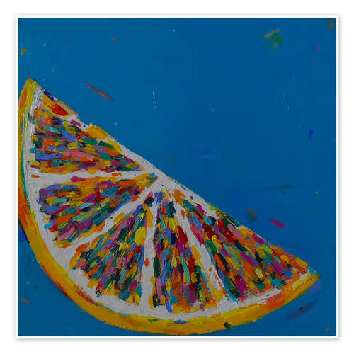 Póster Lemon Slice on Blue