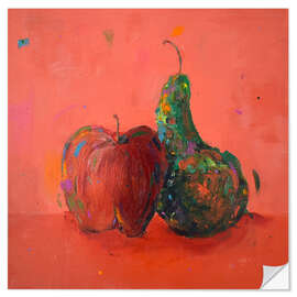 Vinilo para la pared Apple and Pear on Red