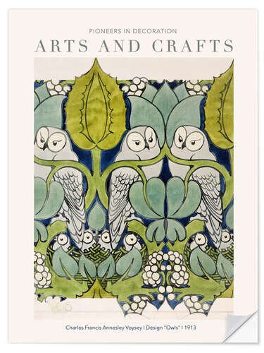 Selvklebende plakat Arts and Crafts - Owls I