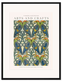 Gerahmter Kunstdruck Arts and Crafts - Papageien Design I