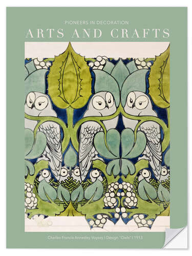 Selvklebende plakat Arts and Crafts - Owls II