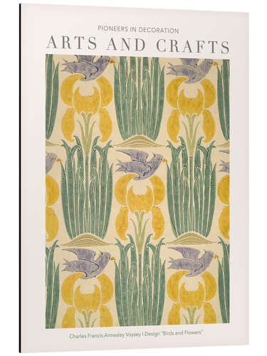 Aluminium print Arts and Crafts - Birds and Flowers Design I